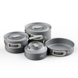 Набір посуду (2 каструлі, чайник, сковорідка) Naturehike CNK2450CF010, алюміній