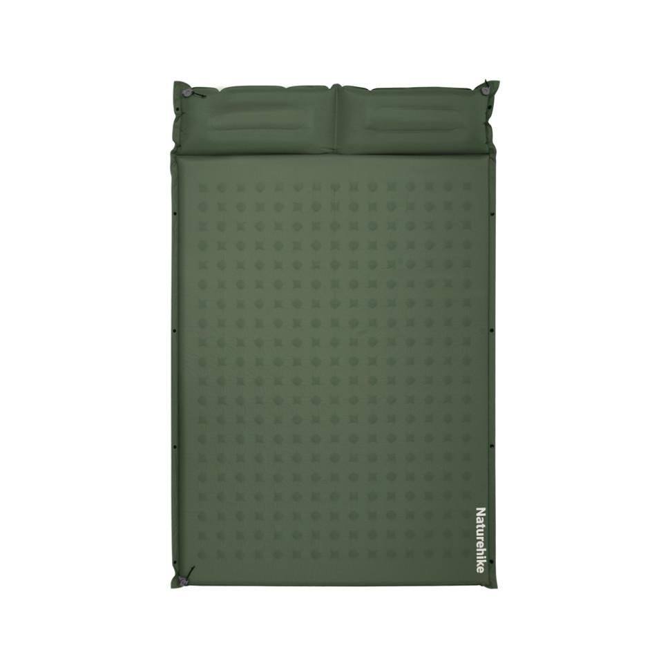 369465.970 Матрац туристичний із подушкою, самонадувний двомісний Naturehike CNK2550WS025, вологостійкий, 200 х 130 х 6 см, зелений - Зображення 1