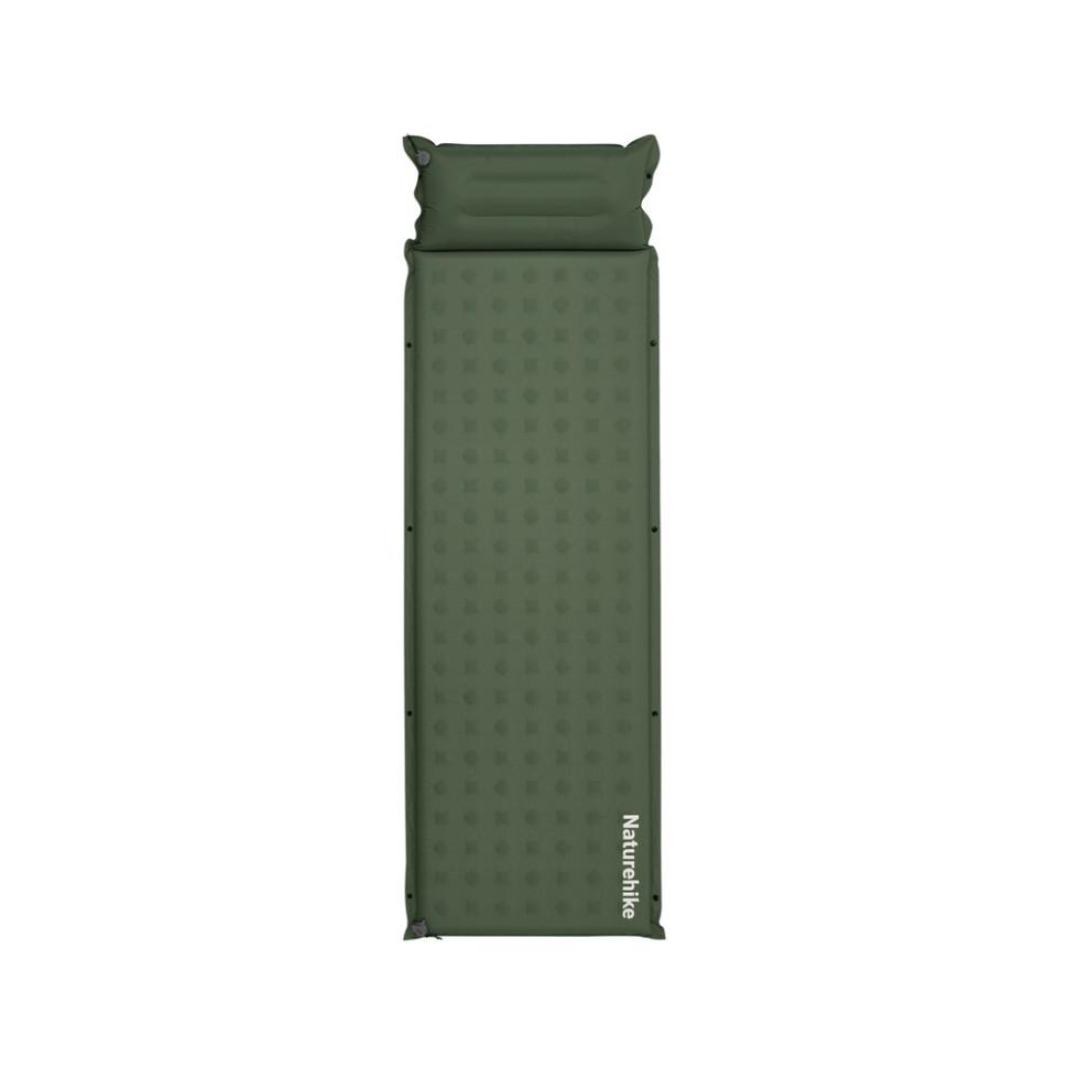 369472.970 Матрац туристичний із подушкою, самонадувний одномісний Naturehike CNK2550WS025, вологостійкий, 200х65х3 см, зелений - Зображення 1