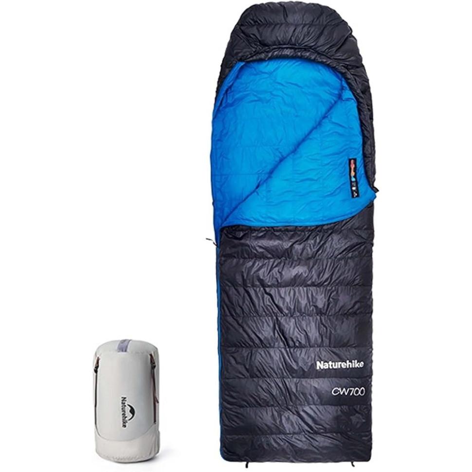 370357.970 Спальник з натуральним пухом Naturehike CW700 CNK2450WS048, p-р L, чорно-блакитний - Зображення 1