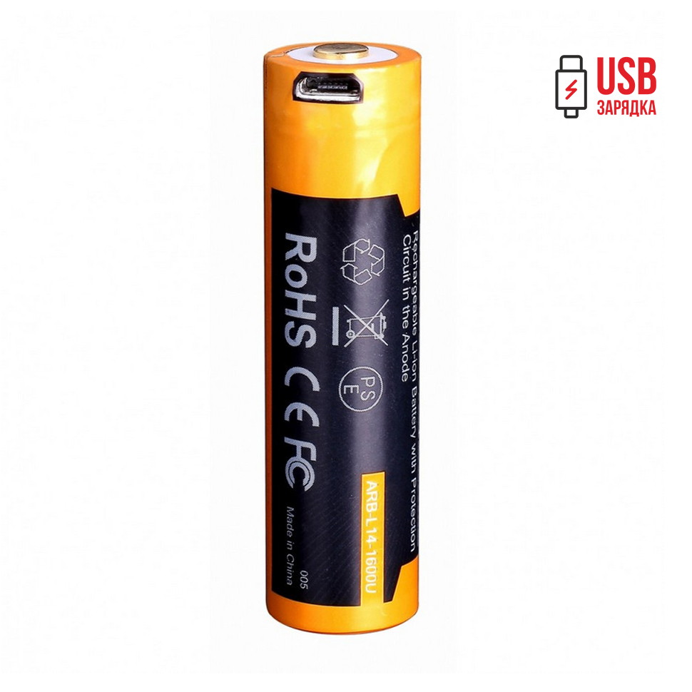 40272 Акумулятор 14500 Fenix ARB-L14-1600U micro usb зарядка - Зображення 1