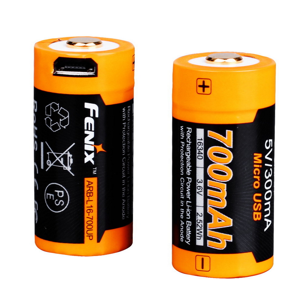 46071 Акумулятор 16340 Fenix 700 UP mAh Li-ion micro usb зарядка - Зображення 1