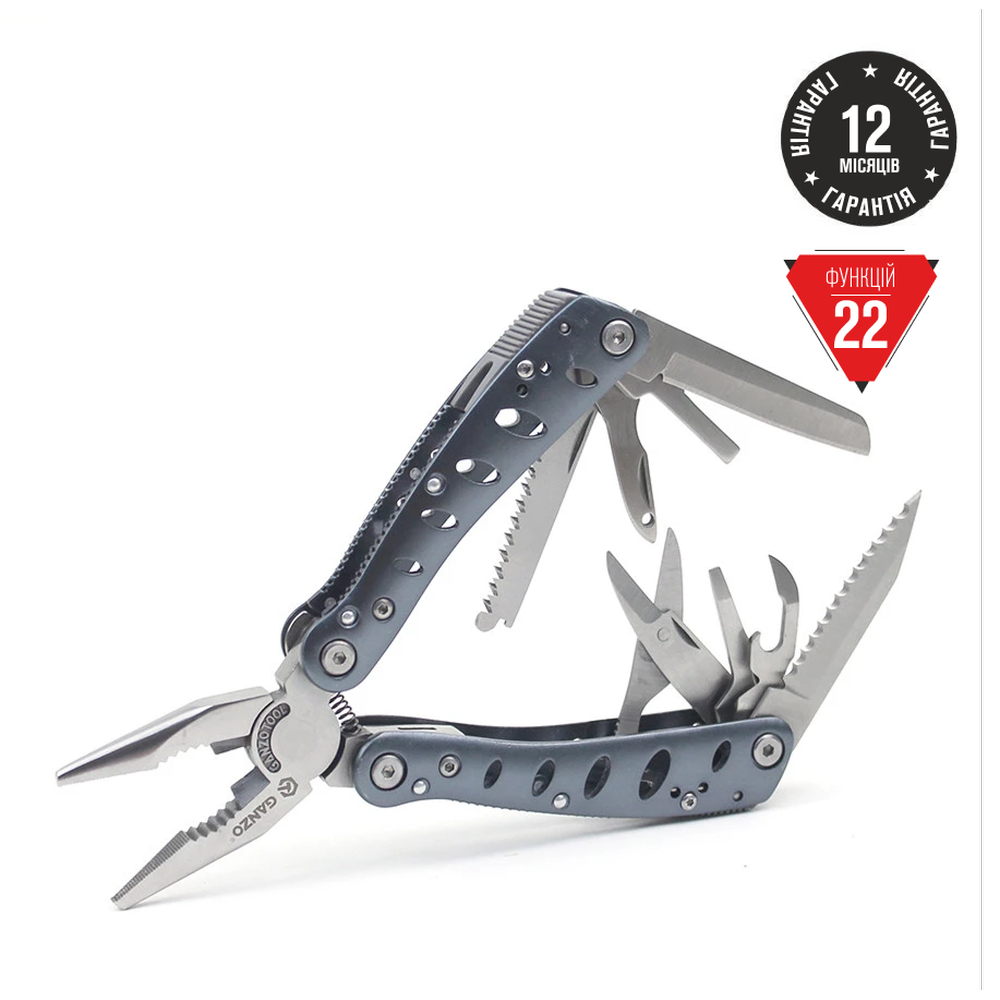 g101-h-uk Мультитул Ganzo G101-H, (16.5 см) 22 функції + біти та чохол - Зображення 1