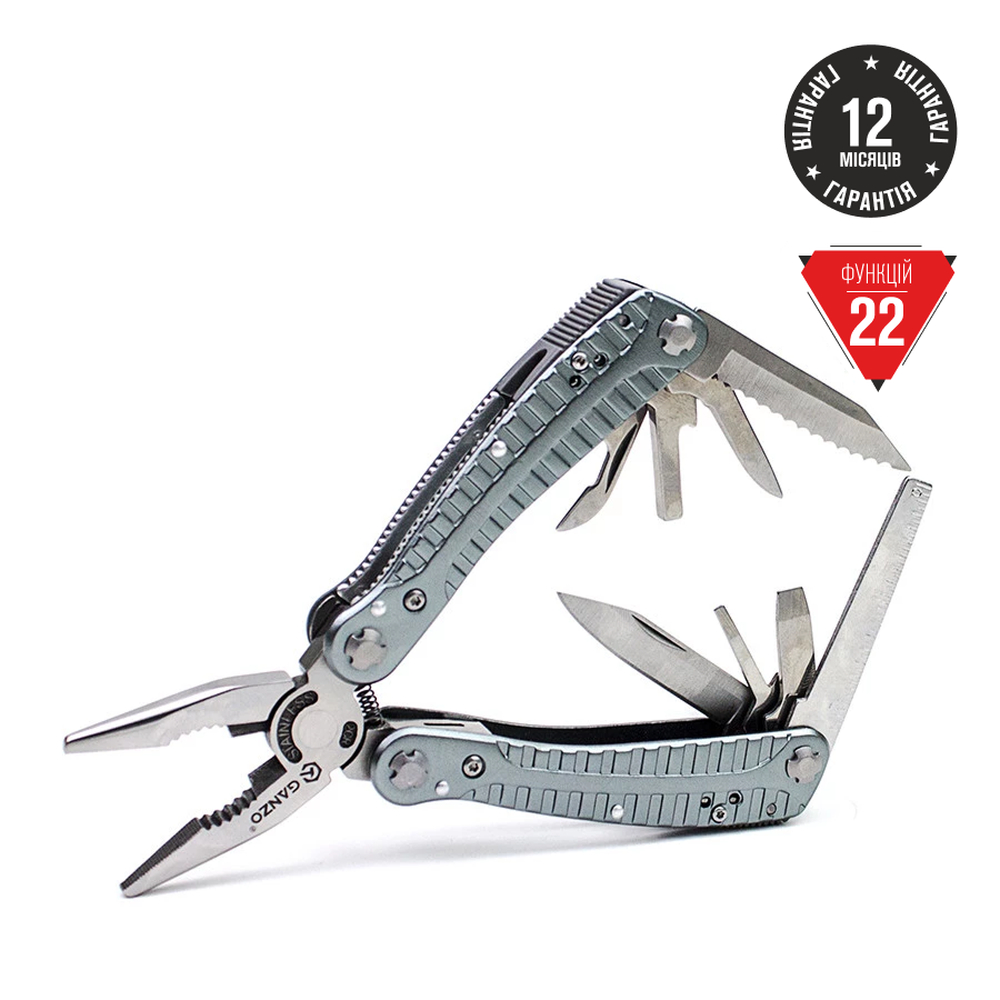 g105-uk Мультитул Ganzo G105, (16.5 см) 22 функції + біти та чохол - Зображення 1