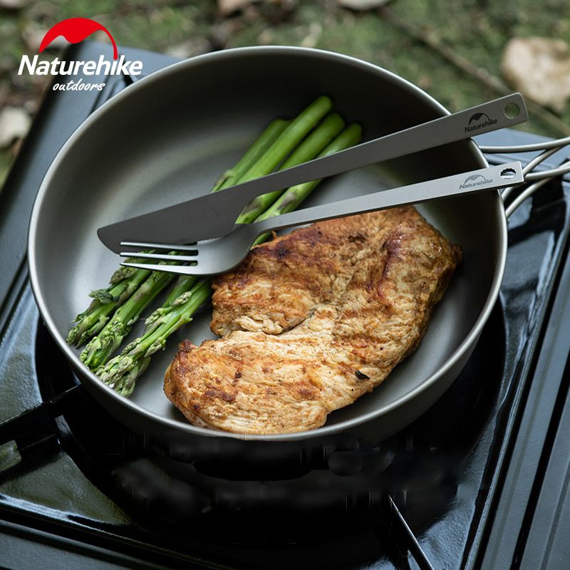 naturehike-titanium-tableware-set-spoon-knife-fork-camping-hiking-portable-ultralight-3-in-1-set-4_result Набір столових приладів (ложка, виделка, ніж) з титану Naturehike NH19T011-D, сірий з мішечком - Зображення 1