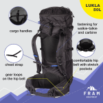 Рюкзак Lukla 50L S, Чорний, S - Зображення 8