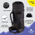 Рюкзак Lukla 65L L, Чорний, L - Зображення 16